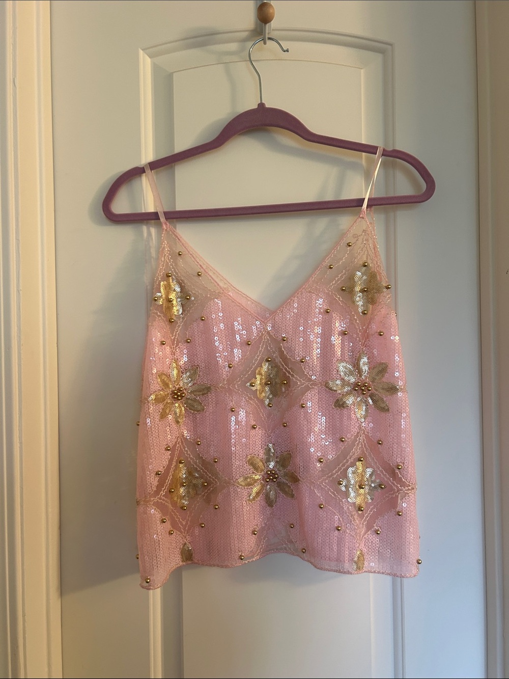 Embellished Pink Sequin Camisole